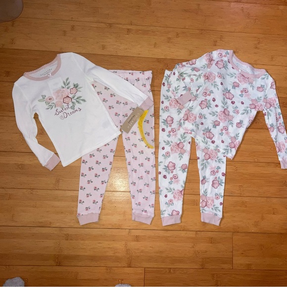 NWT Girls Size 4T “Sweet Dreams” Chick Pea 4 Piece Pajamas Set Pjs - Picture 1 of 2